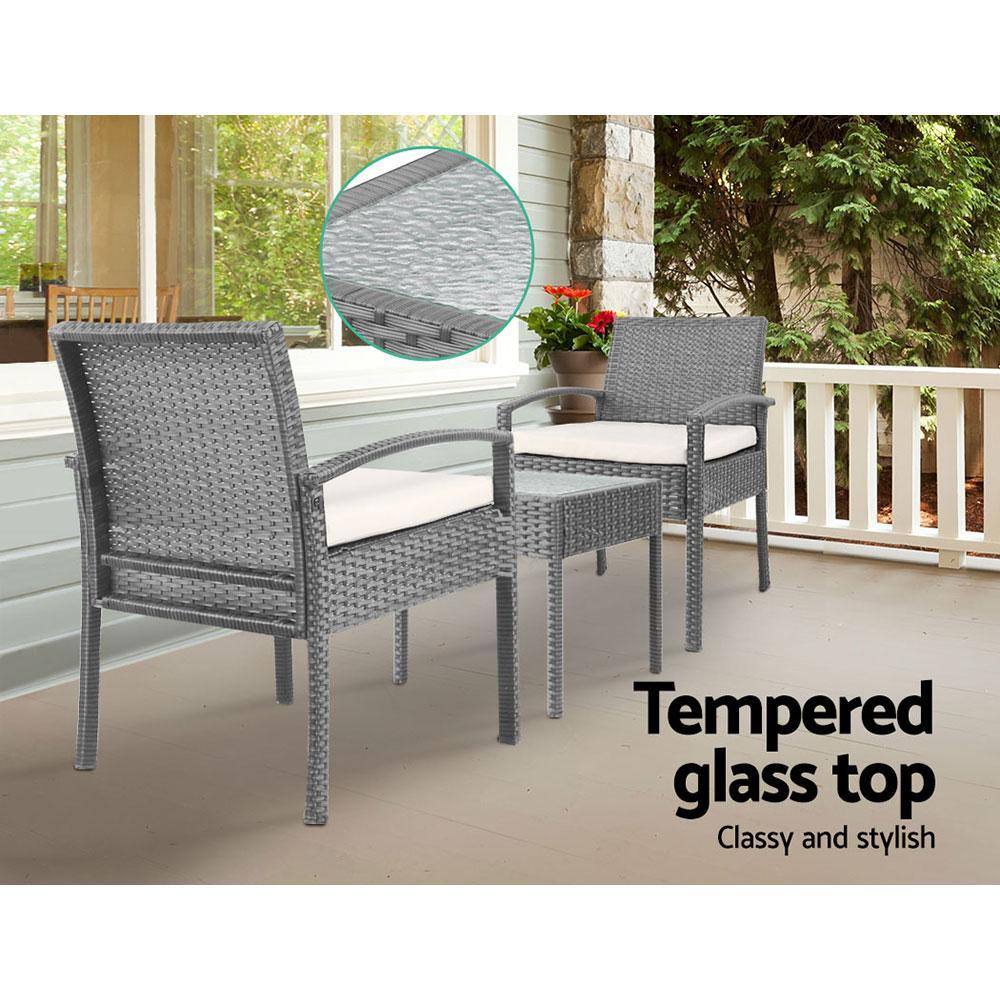 3 Piece Outdoor Set (Grey) - Brand - Rivercity House & Home Co. (ABN 18 642 972 209) - Affordable Modern Furniture Australia
