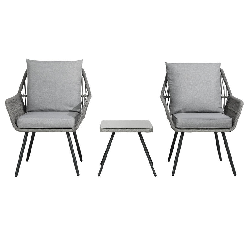 3 Piece Patio Lounge Setting Grey - Furniture > Outdoor - Rivercity House & Home Co. (ABN 18 642 972 209)