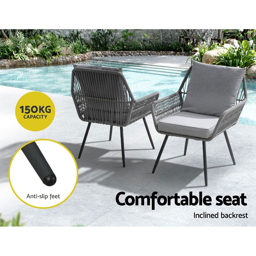 3 Piece Patio Lounge Setting Grey - Furniture > Outdoor - Rivercity House & Home Co. (ABN 18 642 972 209) - Affordable Modern Furniture Australia
