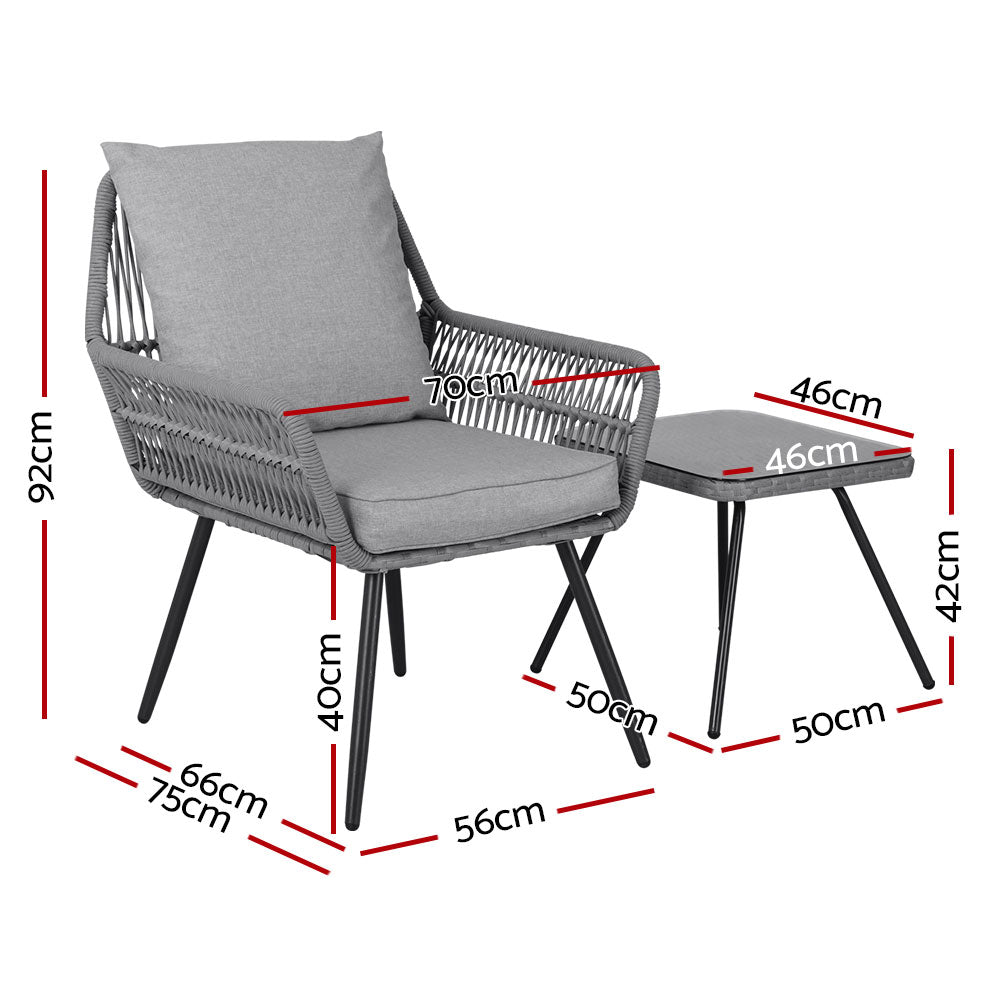 3 Piece Patio Lounge Setting Grey - Furniture > Outdoor - Rivercity House & Home Co. (ABN 18 642 972 209) - Affordable Modern Furniture Australia