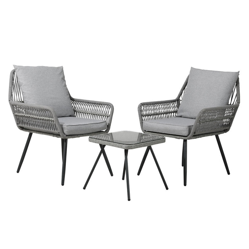 3 Piece Patio Lounge Setting Grey - Furniture > Outdoor - Rivercity House & Home Co. (ABN 18 642 972 209) - Affordable Modern Furniture Australia