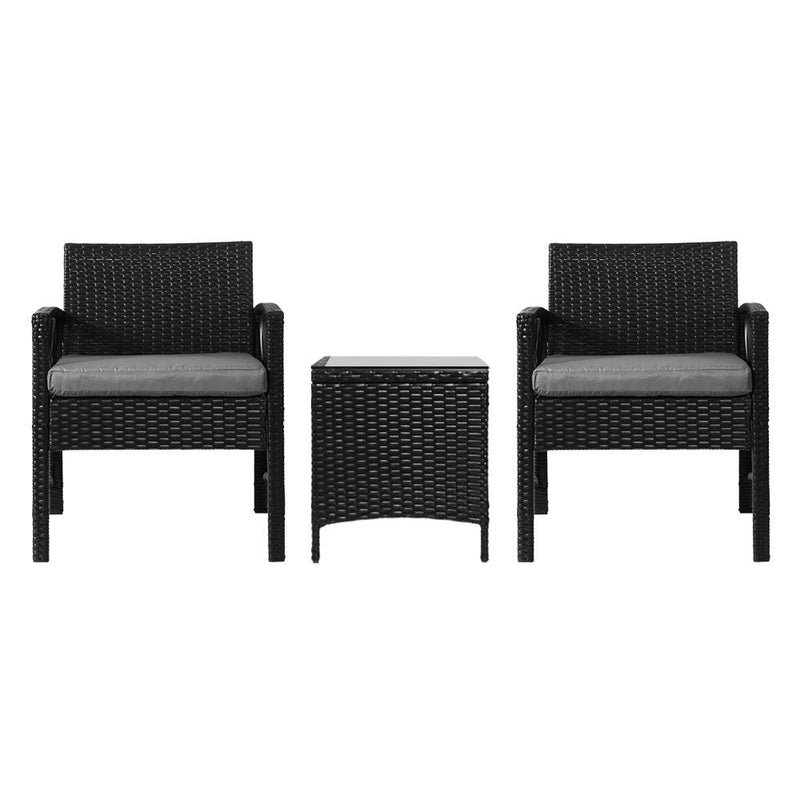 3 Piece Wicker Patio Bistro Set - Furniture > Outdoor - Rivercity House & Home Co. (ABN 18 642 972 209) - Affordable Modern Furniture Australia