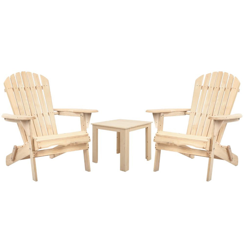 3 Piece Wooden Outdoor Beach Chair and Table Set - Rivercity House & Home Co. (ABN 18 642 972 209) - Affordable Modern Furniture Australia