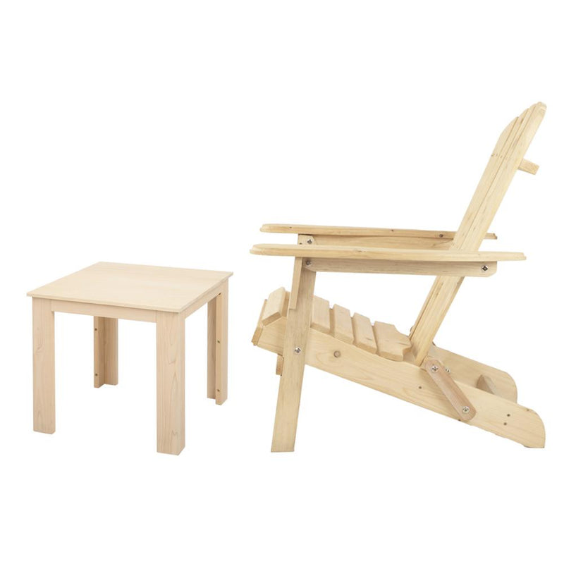 3 Piece Wooden Outdoor Beach Chair and Table Set - Rivercity House & Home Co. (ABN 18 642 972 209) - Affordable Modern Furniture Australia