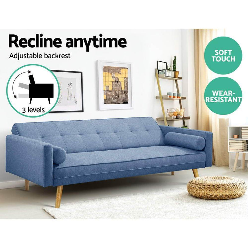 3 Seater Fabric Lounge Chair - Blue - Furniture > Sofas - Rivercity House & Home Co. (ABN 18 642 972 209) - Affordable Modern Furniture Australia