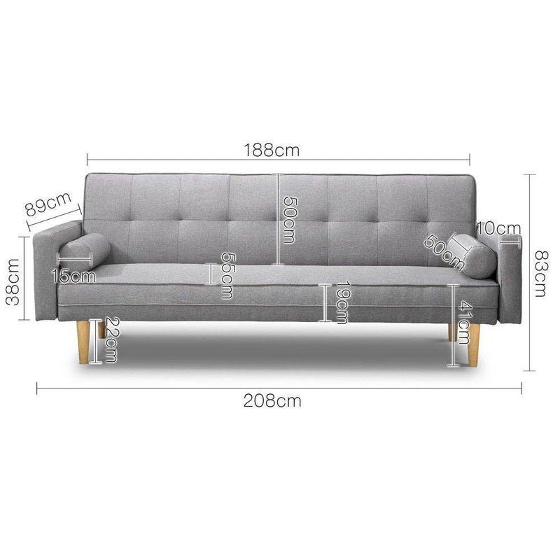 3 Seater Fabric Lounge Chair - Grey - Furniture > Sofas - Rivercity House & Home Co. (ABN 18 642 972 209) - Affordable Modern Furniture Australia