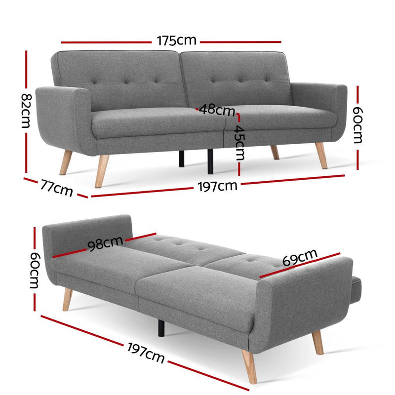 3 Seater Fabric Recliner (Grey) - Furniture > Sofas - Rivercity House & Home Co. (ABN 18 642 972 209) - Affordable Modern Furniture Australia