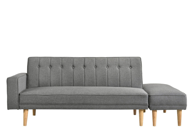 3 Seater Fabric Sofa Bed with Ottoman (Light Grey) - Rivercity House & Home Co. (ABN 18 642 972 209) - Affordable Modern Furniture Australia