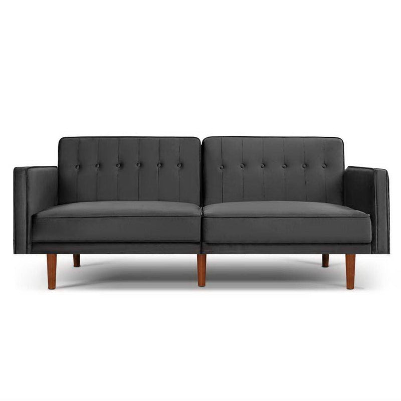 3 Seater Futon Couch Recliner (Velvet Grey) - Furniture > Sofas - Rivercity House & Home Co. (ABN 18 642 972 209) - Affordable Modern Furniture Australia