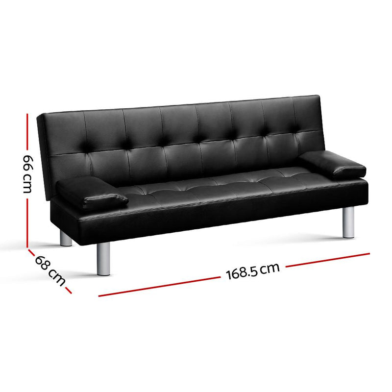 3 Seater PU Leather Reclining Lounge Chair - Black - Furniture > Sofas - Rivercity House & Home Co. (ABN 18 642 972 209) - Affordable Modern Furniture Australia