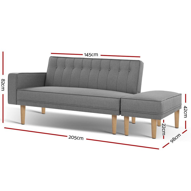 3 Seater Scandinavian Style Sofa Bed (Grey) - Furniture > Sofas - Rivercity House & Home Co. (ABN 18 642 972 209) - Affordable Modern Furniture Australia