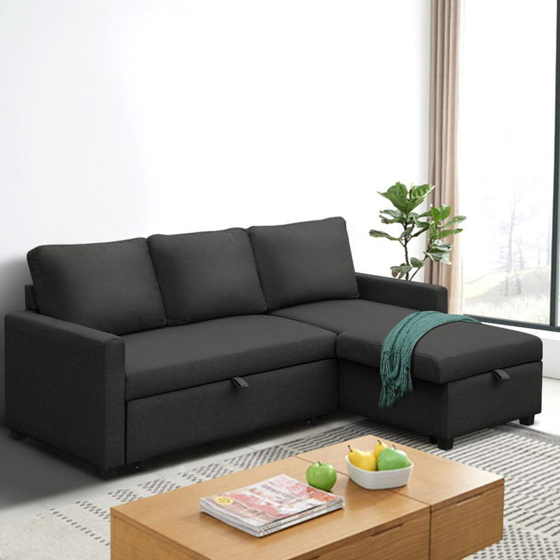 3 Seater Sofa Bed With Storage (Charcoal) - Furniture > Sofas - Rivercity House & Home Co. (ABN 18 642 972 209) - Affordable Modern Furniture Australia