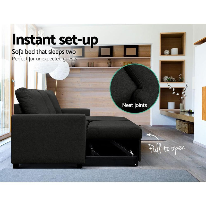 3 Seater Sofa Bed With Storage (Charcoal) - Furniture > Sofas - Rivercity House & Home Co. (ABN 18 642 972 209) - Affordable Modern Furniture Australia