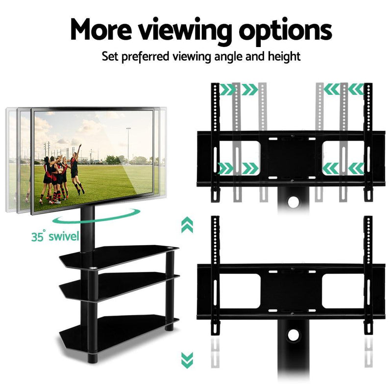 3 Tier Floor TV Stand with Bracket Shelf Mount - Rivercity House & Home Co. (ABN 18 642 972 209) - Affordable Modern Furniture Australia