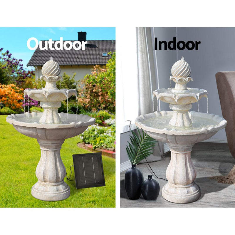 3 Tier Solar Powered Water Fountain - Ivory - Rivercity House & Home Co. (ABN 18 642 972 209) - Affordable Modern Furniture Australia