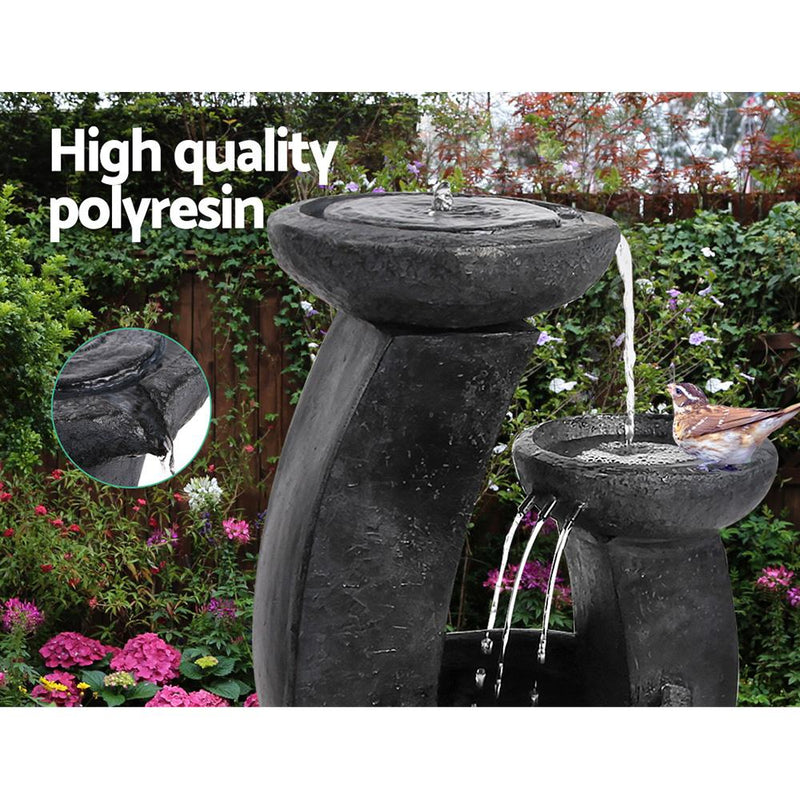3 Tier Solar Powered Water Fountain with Light - Blue - Rivercity House & Home Co. (ABN 18 642 972 209) - Affordable Modern Furniture Australia