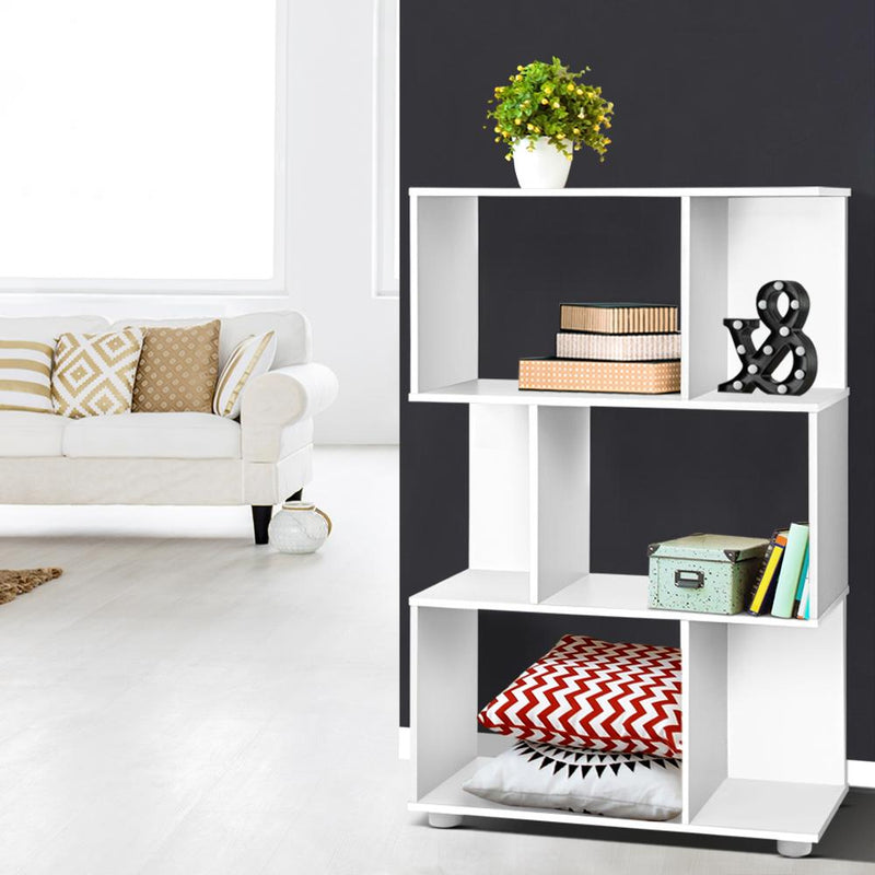 3 Tier Zig Zag Bookshelf - White - Rivercity House & Home Co. (ABN 18 642 972 209) - Affordable Modern Furniture Australia
