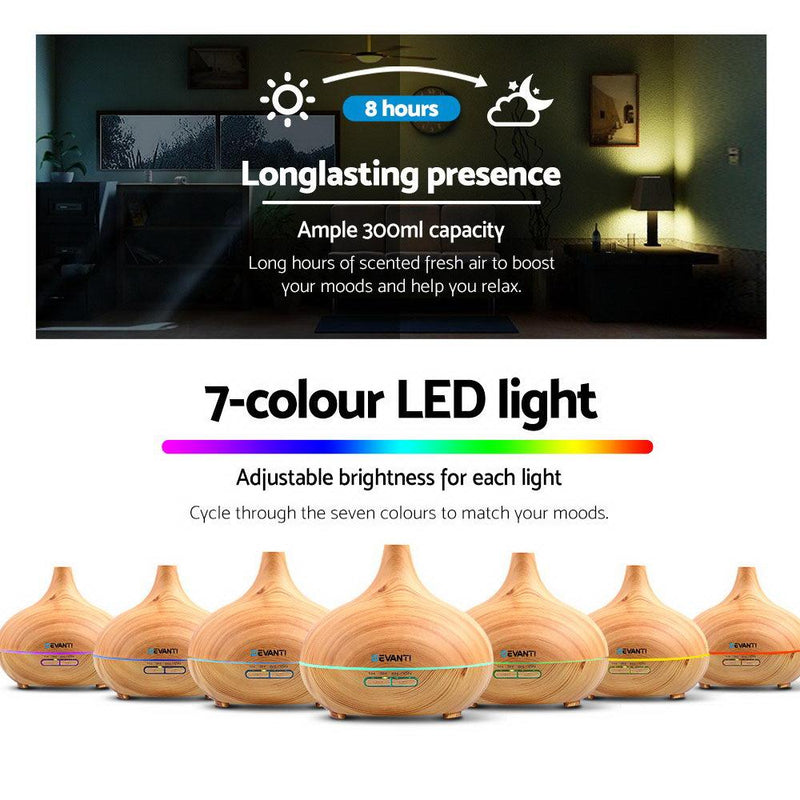 300ml 4 in 1 Aroma Diffuser - Light Wood - Rivercity House & Home Co. (ABN 18 642 972 209) - Affordable Modern Furniture Australia