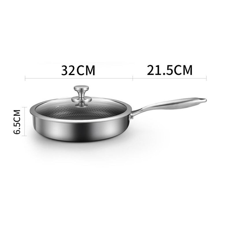 304 Stainless Steel Frying Pan Non-Stick Cooking Frypan Cookware 32cm Honeycomb SingleSided - Home & Garden > Kitchenware - Rivercity House & Home Co. (ABN 18 642 972 209) - Affordable Modern Furniture Australia