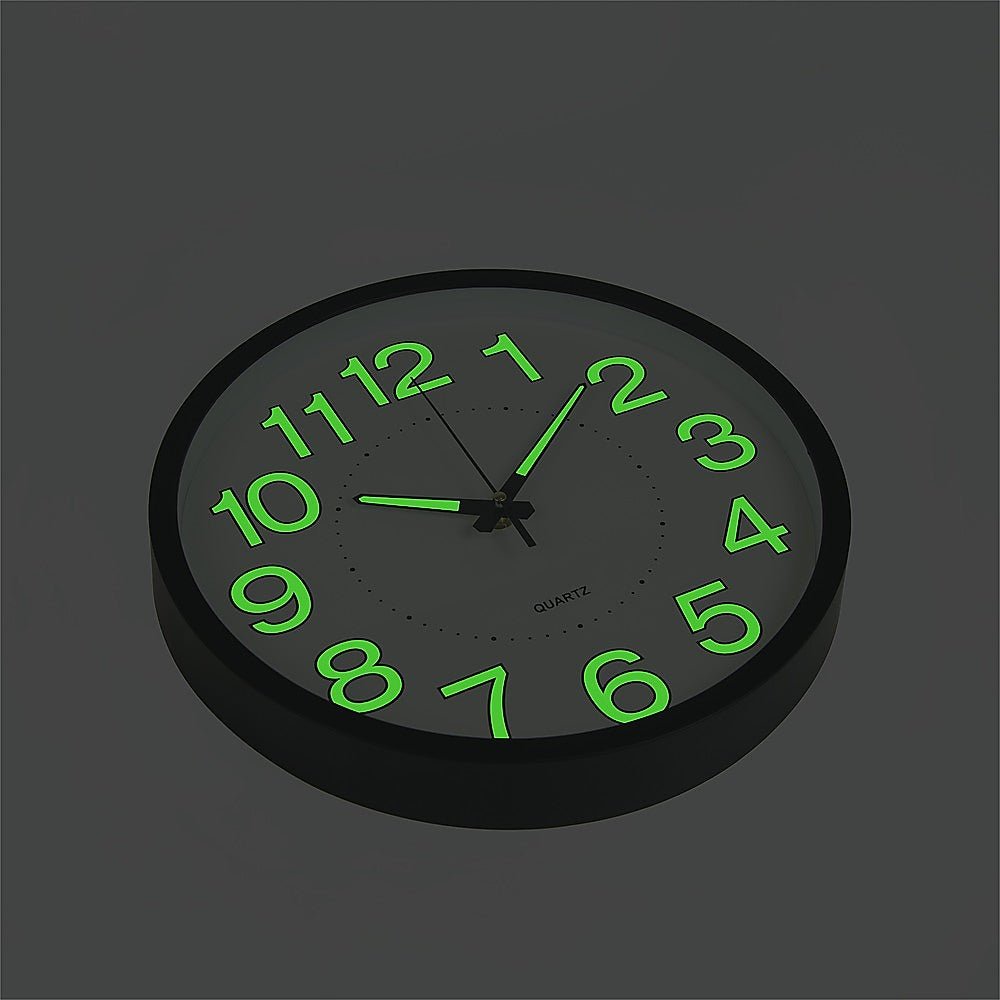 305mm Luminous Wall Clock Glow In The Dark Silent Quartz Indoor Home Modern Clock - Home & Garden > Decor - Rivercity House & Home Co. (ABN 18 642 972 209) - Affordable Modern Furniture Australia
