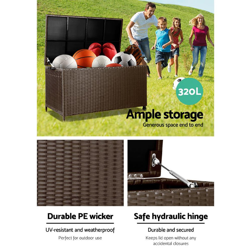 320L Outdoor Wicker Storage Box - Brown - Home & Garden > Storage - Rivercity House And Home Co.