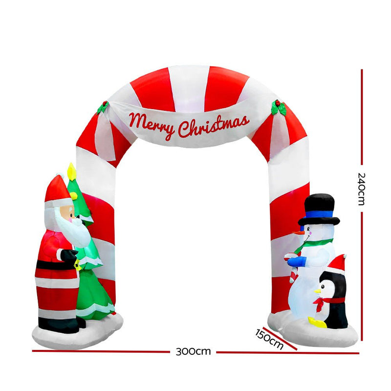3M Christmas Inflatable Archway with Santa Xmas Decor LED - Occasions - Rivercity House & Home Co. (ABN 18 642 972 209) - Affordable Modern Furniture Australia