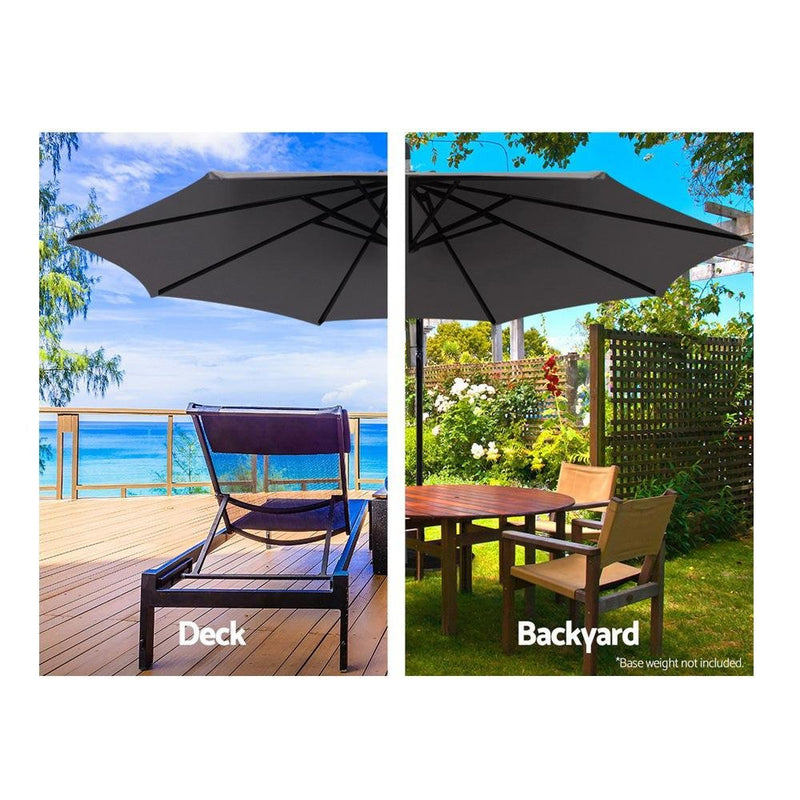 3M Outdoor Furniture Garden Umbrella Charcoal - Rivercity House & Home Co. (ABN 18 642 972 209) - Affordable Modern Furniture Australia