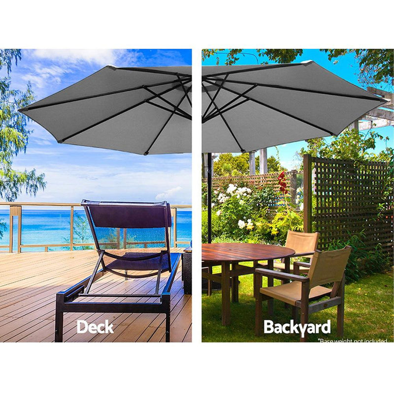 3M Outdoor Furniture Garden Umbrella Grey - Rivercity House & Home Co. (ABN 18 642 972 209) - Affordable Modern Furniture Australia