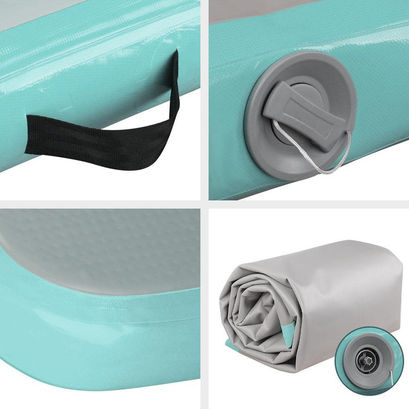 3m x 1m Air Track Mat Gymnastic Tumbling Mint Green and Grey - Rivercity House & Home Co. (ABN 18 642 972 209) - Affordable Modern Furniture Australia