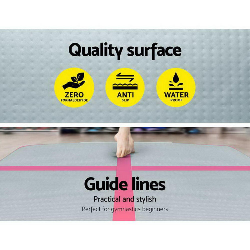3m x 1m Air Track Mat Gymnastic Tumbling Pink and Grey - Rivercity House & Home Co. (ABN 18 642 972 209) - Affordable Modern Furniture Australia