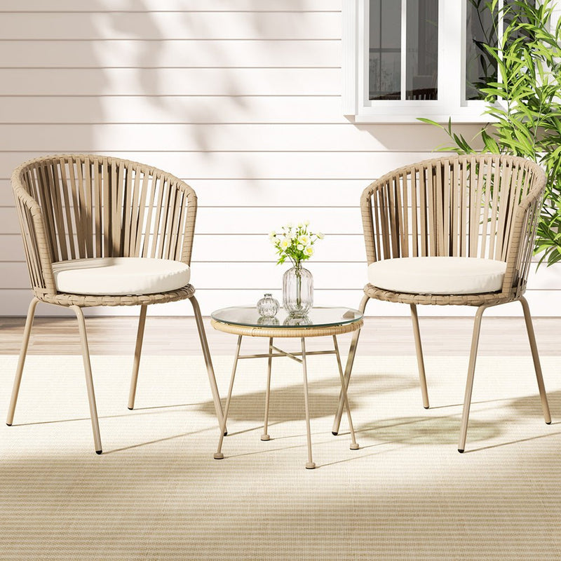 3 Piece Outdoor Bistro Setting Beige - Furniture > Outdoor - Rivercity House & Home Co. (ABN 18 642 972 209) - Affordable Modern Furniture Australia