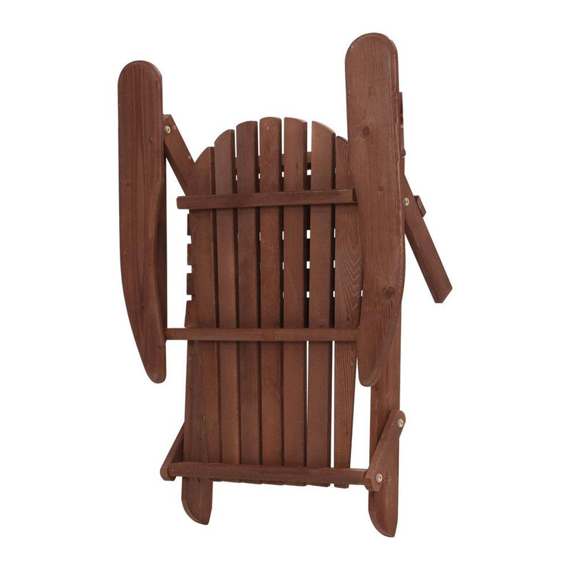 3PC Outdoor Setting Beach Chairs Table Wooden Adirondack Lounge Garden - Furniture > Outdoor - Rivercity House And Home Co.
