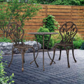 3PC Outdoor Setting Cast Aluminium Bistro Table Chair Patio Bronze