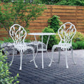 3PC Outdoor Setting Cast Aluminium Bistro Table Chair Patio White