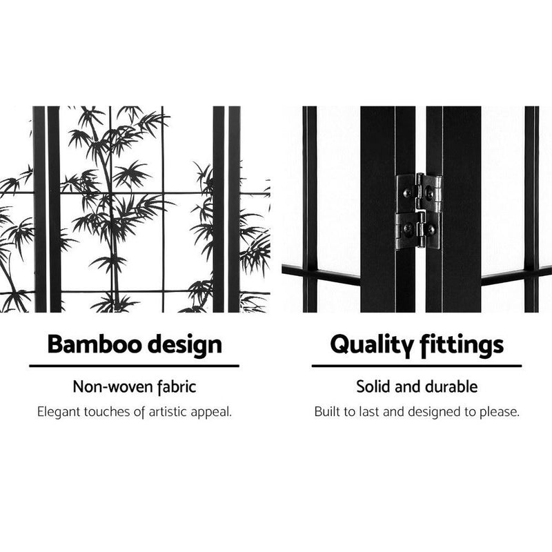 4 Panel Room Divider Screen Privacy Dividers Pine Wood Stand Shoji Bamboo Black White - Rivercity House & Home Co. (ABN 18 642 972 209) - Affordable Modern Furniture Australia