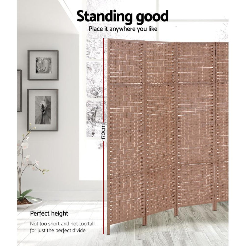 4 Panel Room Divider Screen Privacy Rattan Timber Foldable Dividers Stand Hand Woven - Furniture > Living Room - Rivercity House And Home Co.