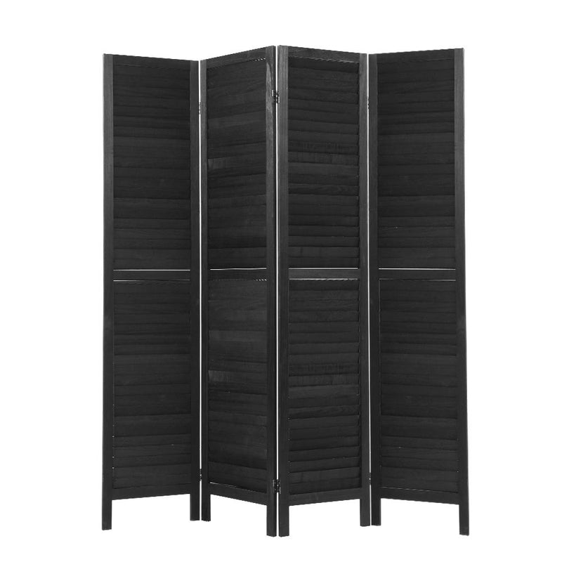 4 Panel Room Divider Screen Privacy Wood Dividers Timber Stand Black - Furniture > Living Room - Rivercity House & Home Co. (ABN 18 642 972 209) - Affordable Modern Furniture Australia
