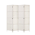 4 Panels Room Divider Screen Privacy Rattan Timber Fold Woven Stand White