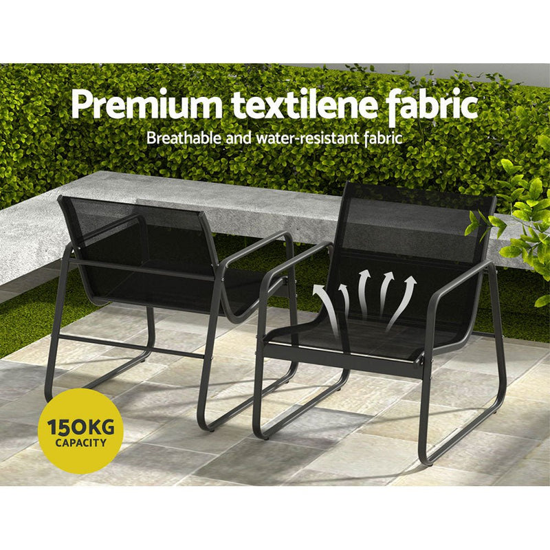 4 Piece Outdoor Patio Setting Black - Furniture > Outdoor - Rivercity House & Home Co. (ABN 18 642 972 209)