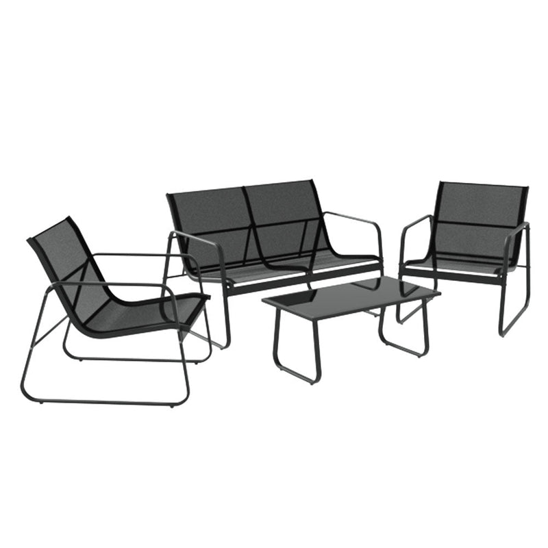 4 Piece Outdoor Patio Setting Black - Furniture > Outdoor - Rivercity House & Home Co. (ABN 18 642 972 209) - Affordable Modern Furniture Australia