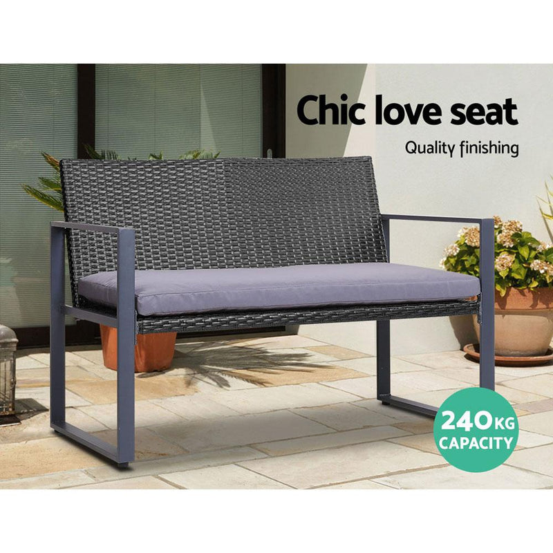 4 Piece Outdoor Wicker Furniture Set - Rivercity House & Home Co. (ABN 18 642 972 209) - Affordable Modern Furniture Australia