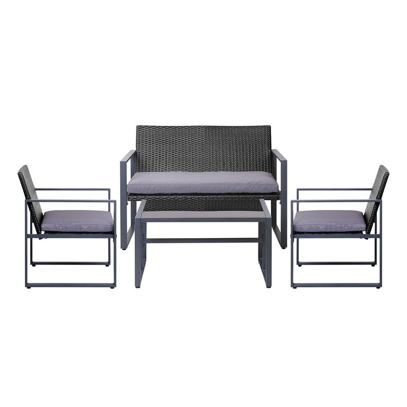 4 Piece Outdoor Wicker Furniture Set With Cover - Furniture > Outdoor - Rivercity House & Home Co. (ABN 18 642 972 209) - Affordable Modern Furniture Australia