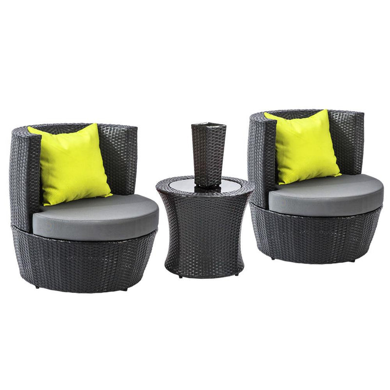 4 Piece PE Wicker Outdoor Set - Black - Furniture > Outdoor - Rivercity House And Home Co.