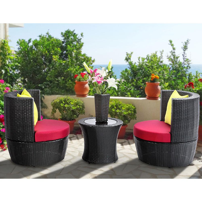 4 Piece PE Wicker Outdoor Set - Black - Furniture > Outdoor - Rivercity House And Home Co.