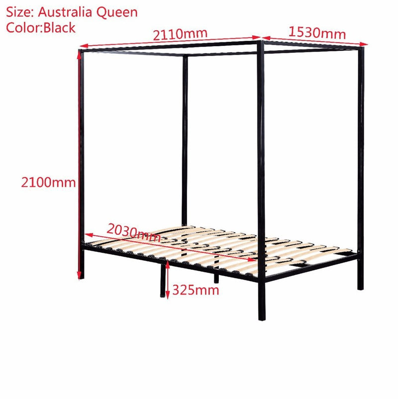 4 Poster Queen Bed Frame Black - Rivercity House & Home Co. (ABN 18 642 972 209) - Affordable Modern Furniture Australia