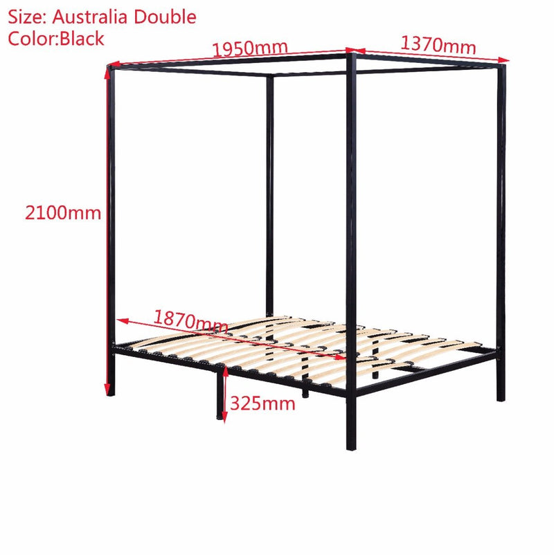 4 Poster Single Bed Frame Black - Rivercity House & Home Co. (ABN 18 642 972 209) - Affordable Modern Furniture Australia