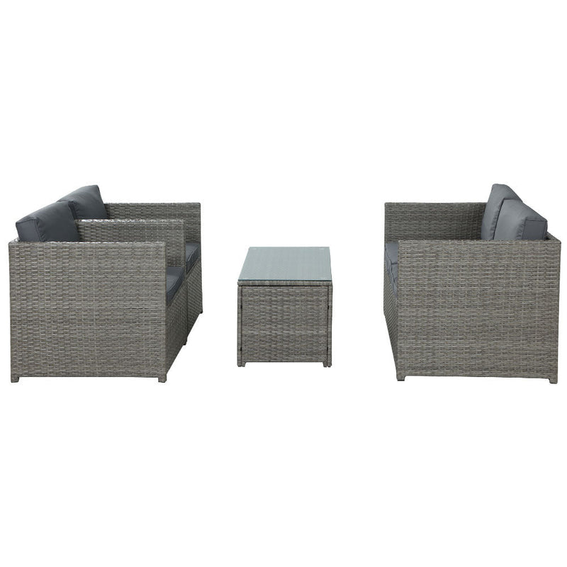 4 Seat Coorong Wicker Lounge Set with Matching Table - Grey - Furniture > Outdoor - Rivercity House & Home Co. (ABN 18 642 972 209) - Affordable Modern Furniture Australia