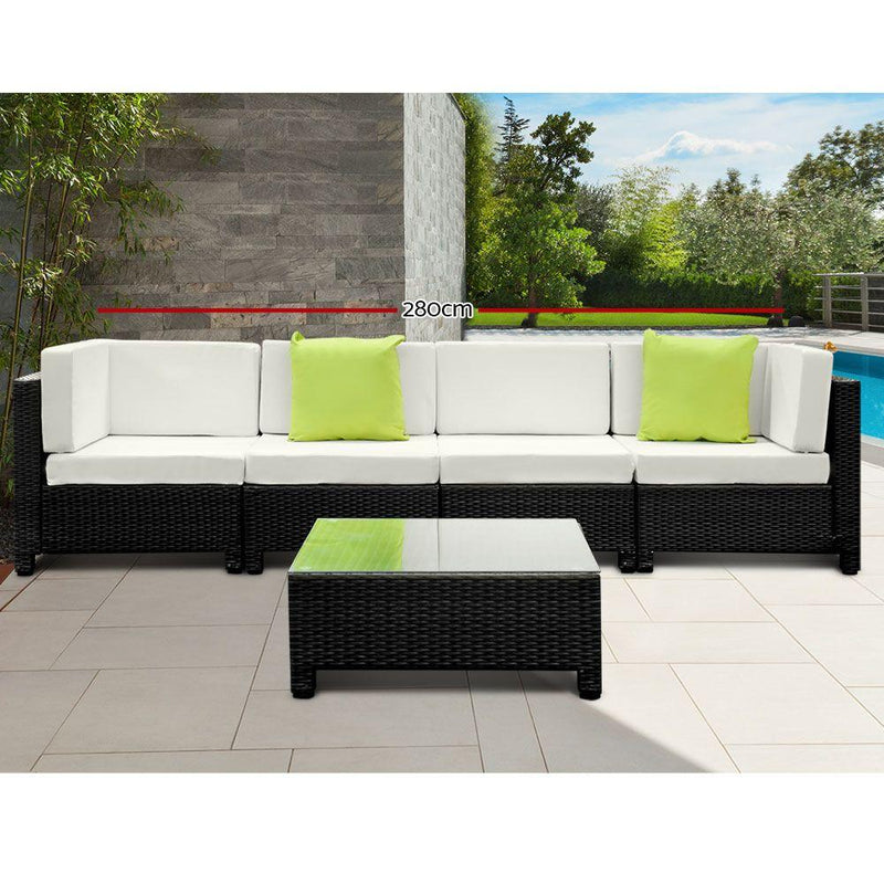 4 Seat Wicker Outdoor Lounge Set with Bonus Beige Cushion Covers - Brand - Rivercity House And Home Co.