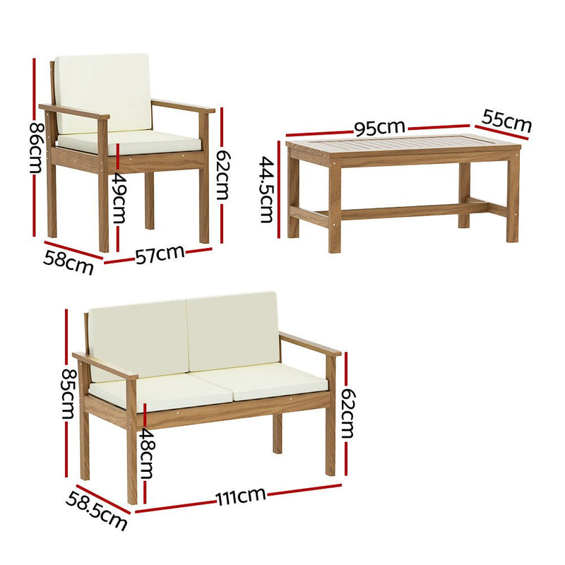 4 Seater Acacia Wood Lounge Setting - Furniture > Outdoor - Rivercity House & Home Co. (ABN 18 642 972 209)