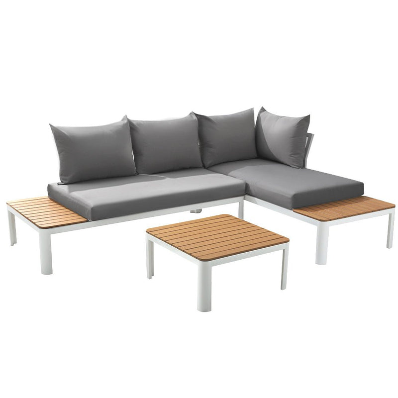 4-seater Outdoor Aluminium Sofa Set - White with Light Grey Cushions - Furniture - Rivercity House & Home Co. (ABN 18 642 972 209)